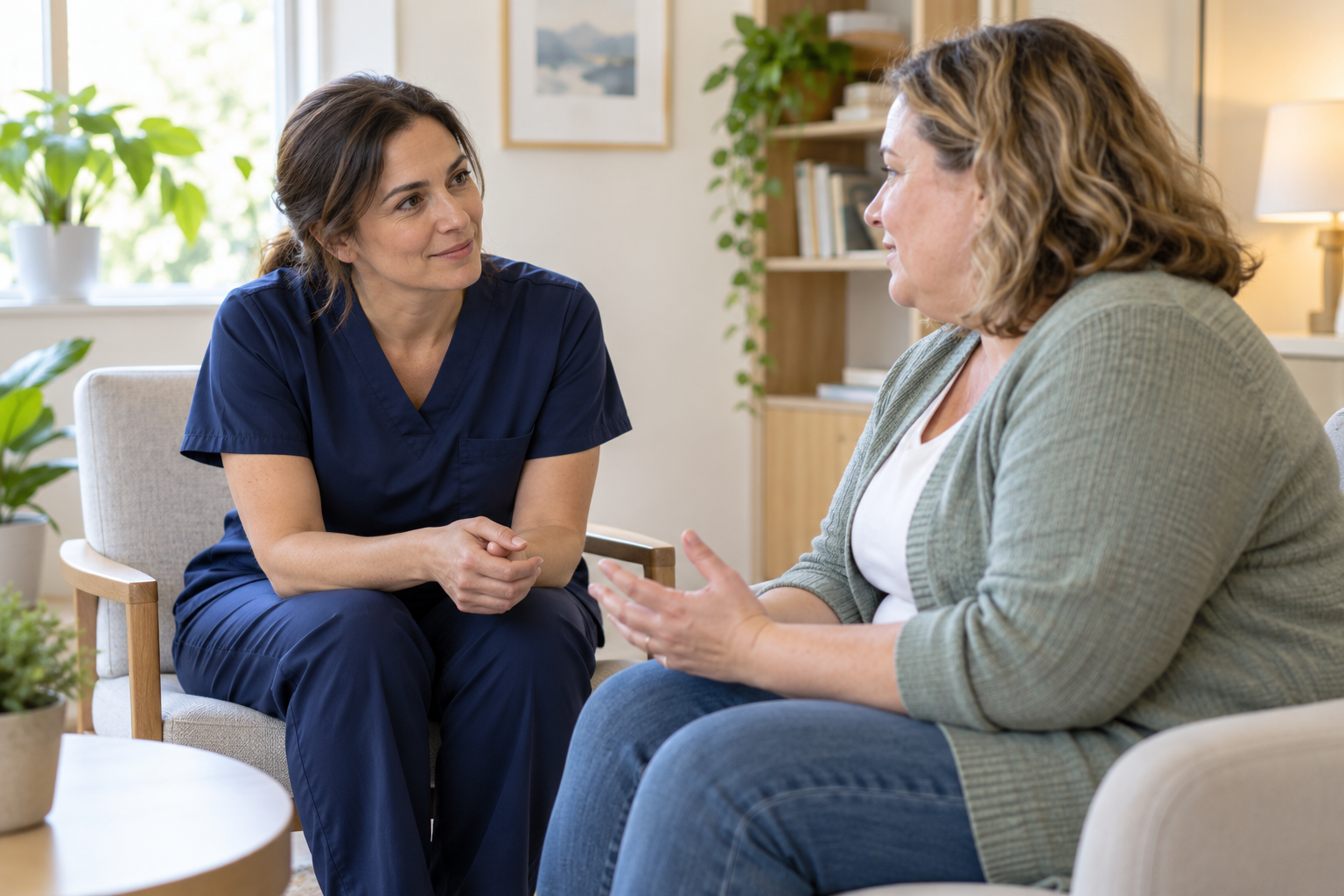 Illustrative conversation between a clinician and patient